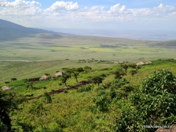 Crater slopes. Maasai village